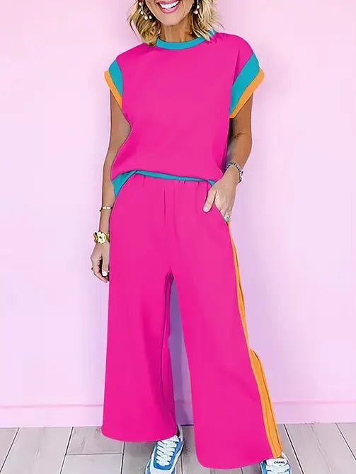 Colour Block Wide Leg Co-ord Set