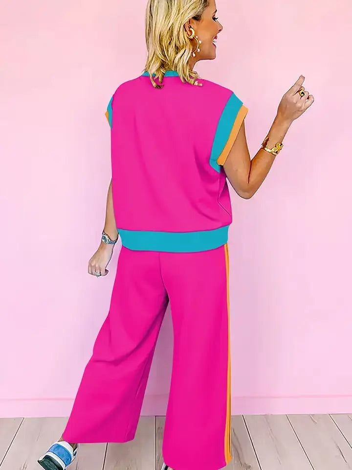 Colour Block Wide Leg Co-ord Set