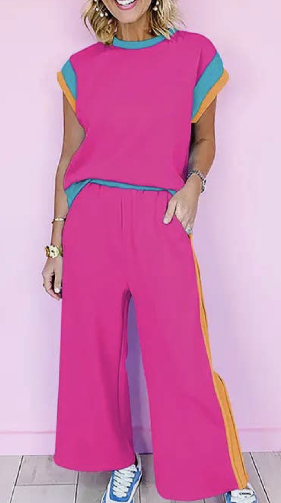 Colour Block Wide Leg Co-ord Set