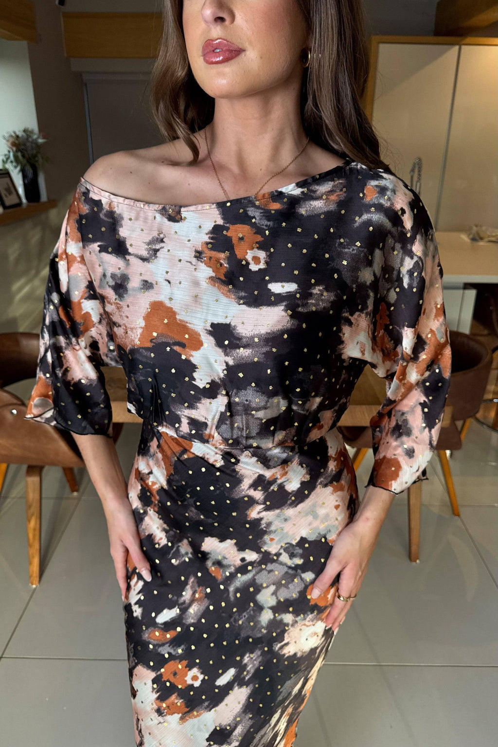 Women’s Abstract Print Midi Dress