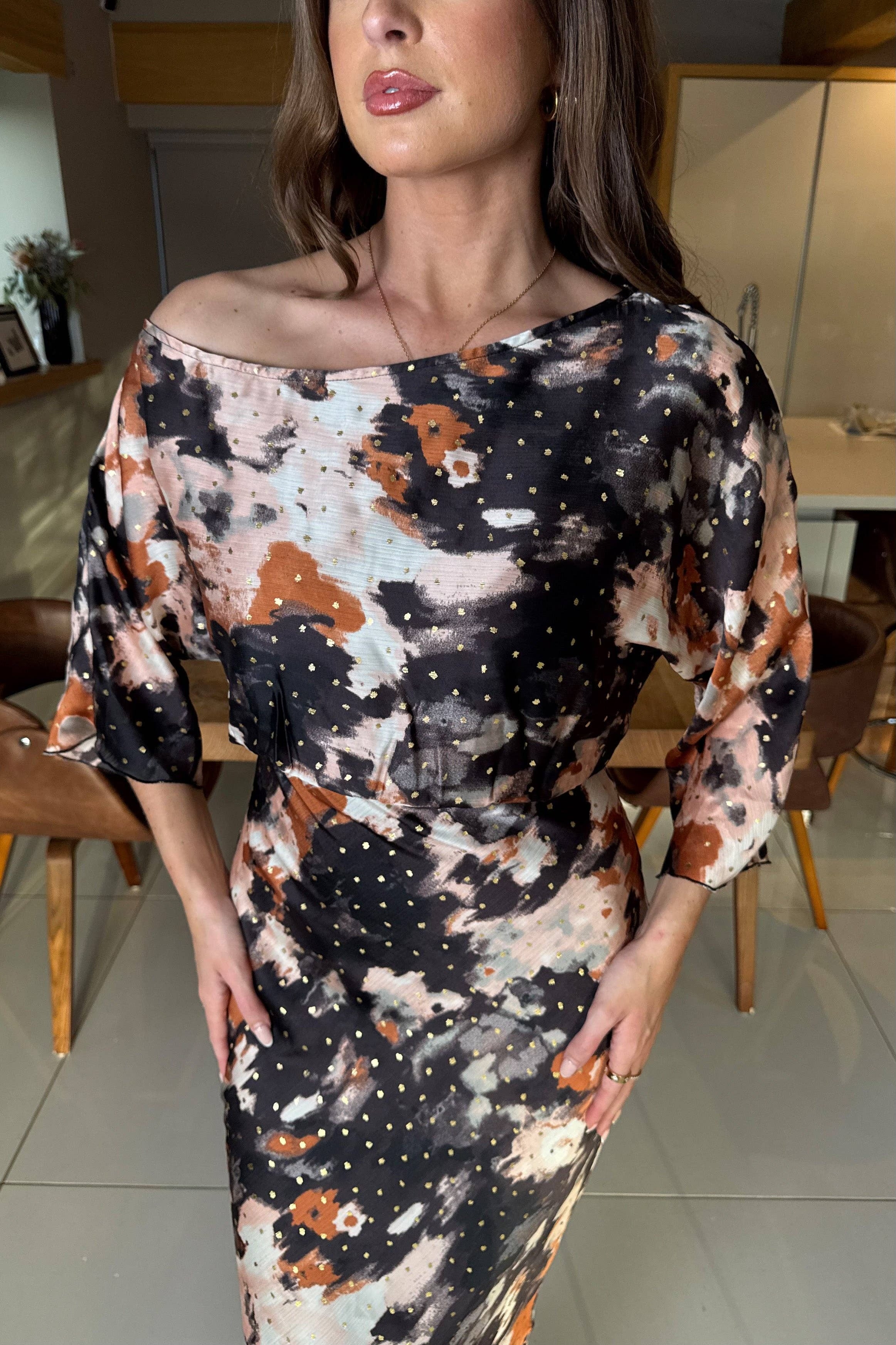 Women’s Abstract Print Midi Dress