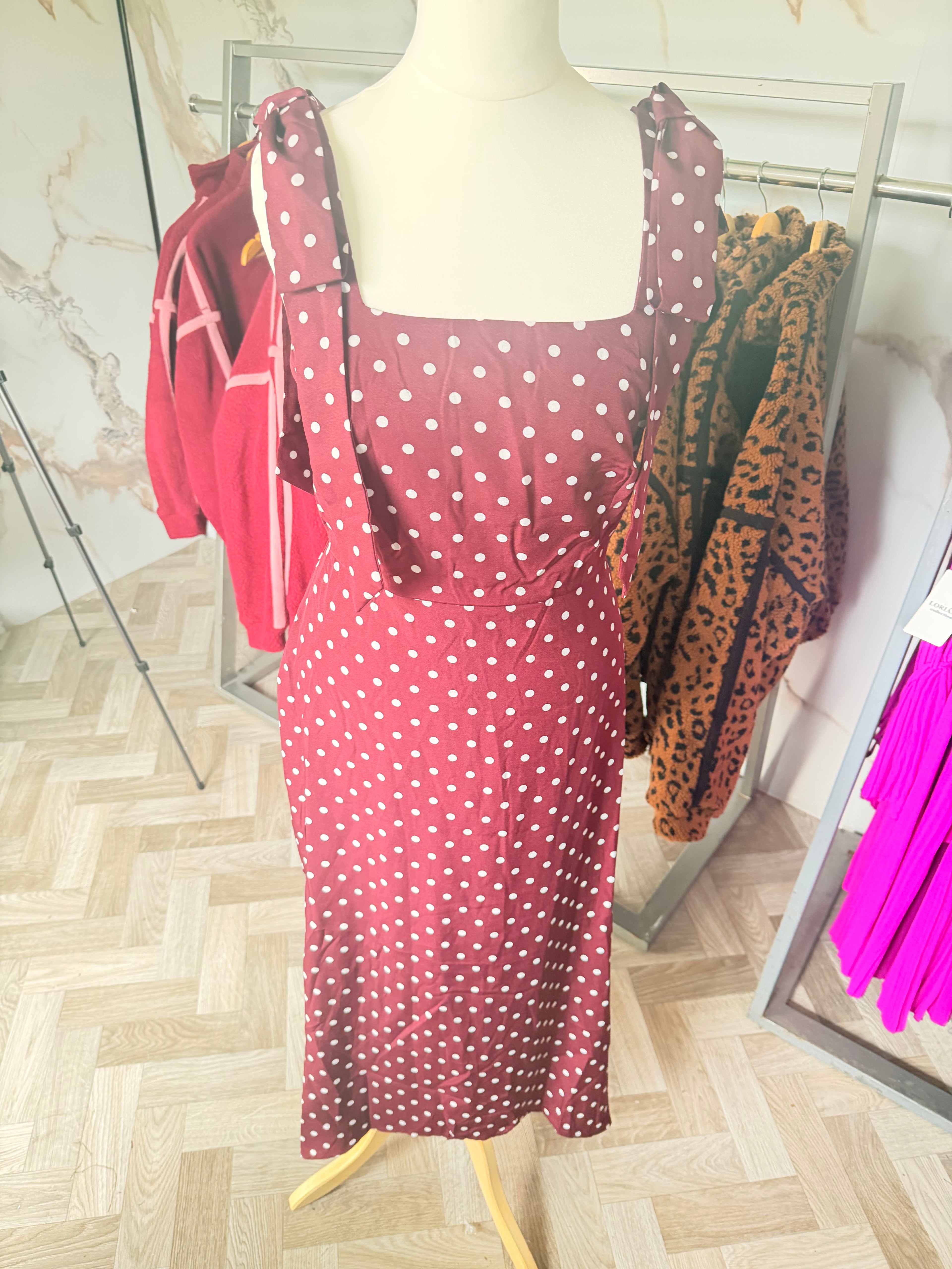 Women’s Burgundy Polka Dot Dress