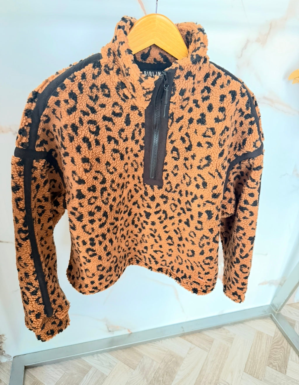 Animal Leopard Print Half Zip Fleece