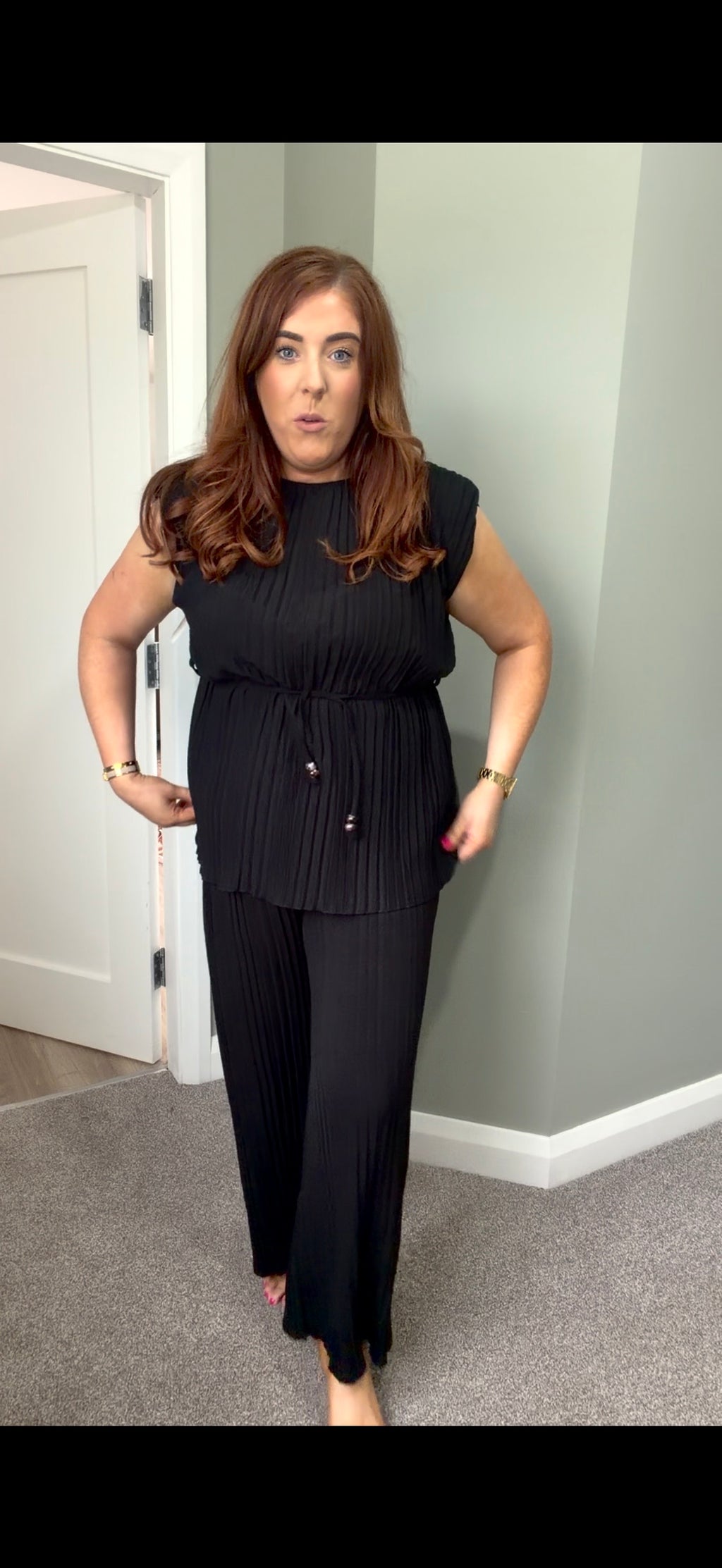 Women’s Pleated Wide Leg Co-ord Set