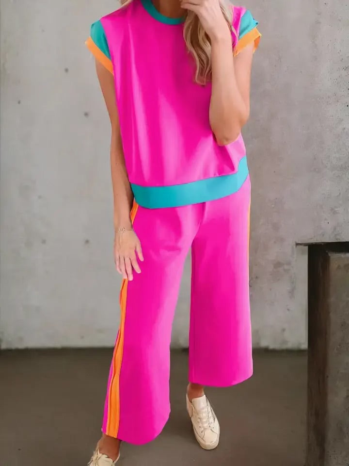 Colour Block Wide Leg Co-ord Set