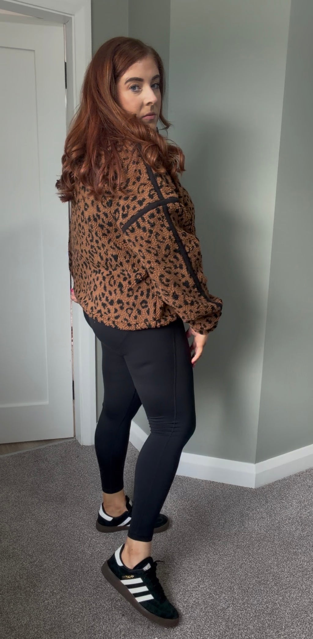 Animal Leopard Print Half Zip Fleece