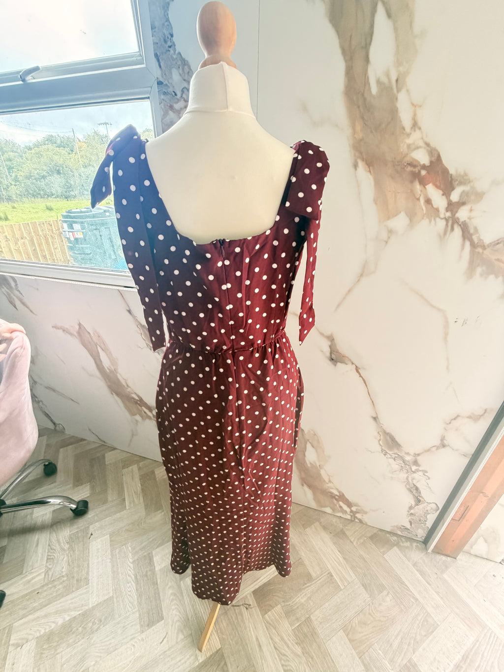 Women’s Burgundy Polka Dot Dress