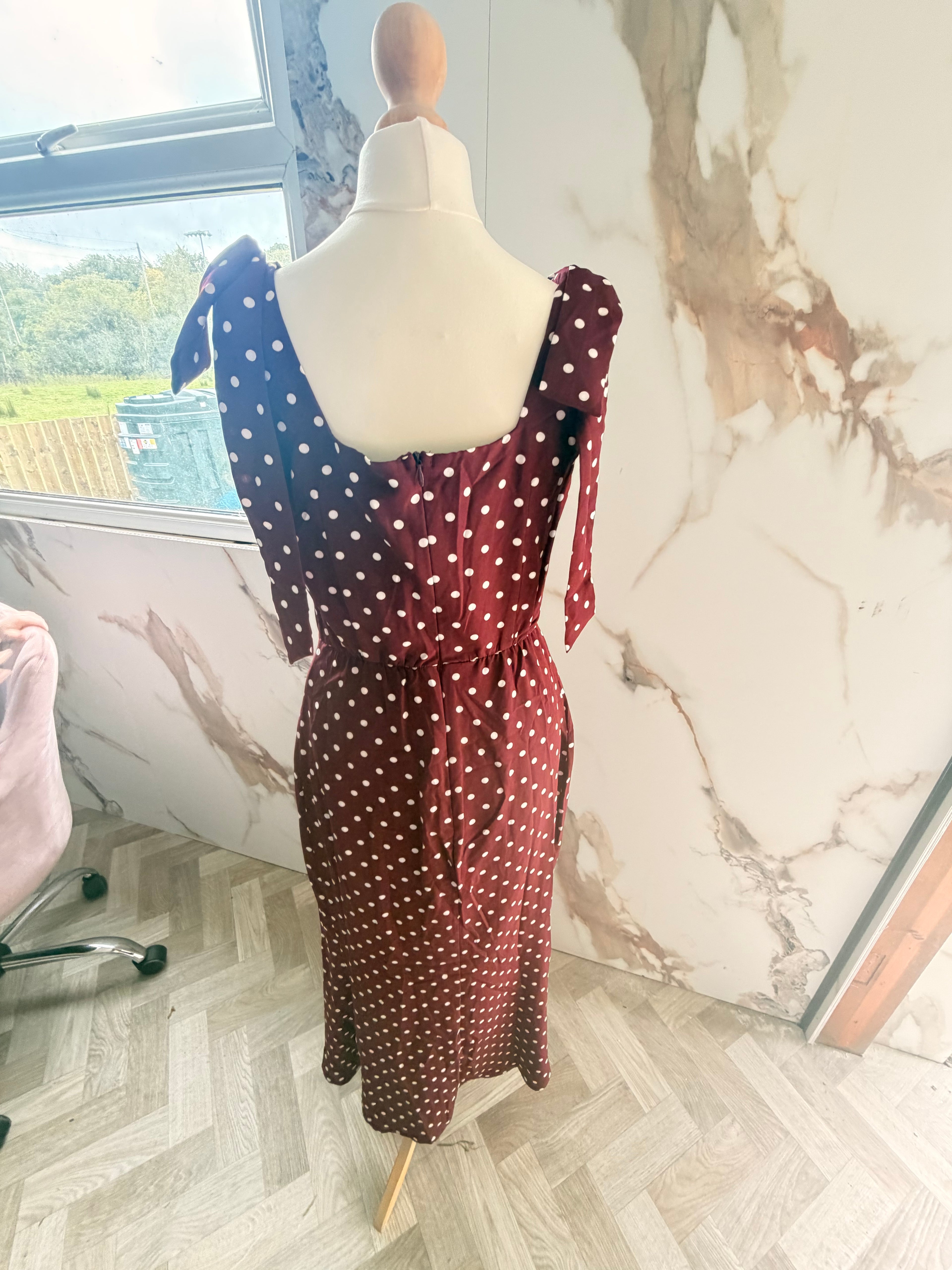 Women’s Burgundy Polka Dot Dress