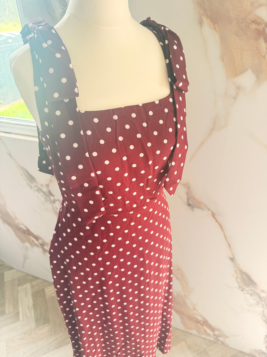 Women’s Burgundy Polka Dot Dress