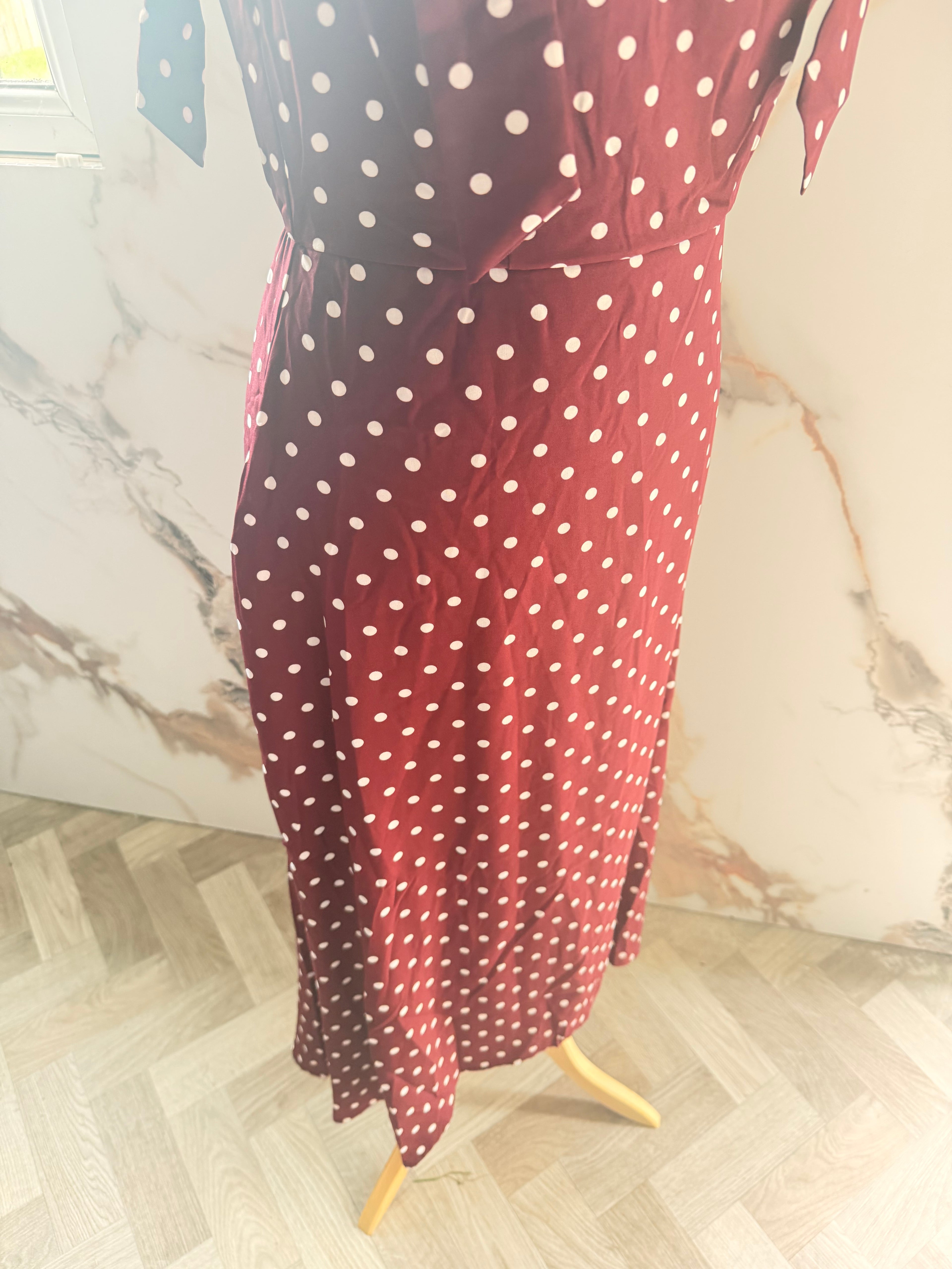 Women’s Burgundy Polka Dot Dress