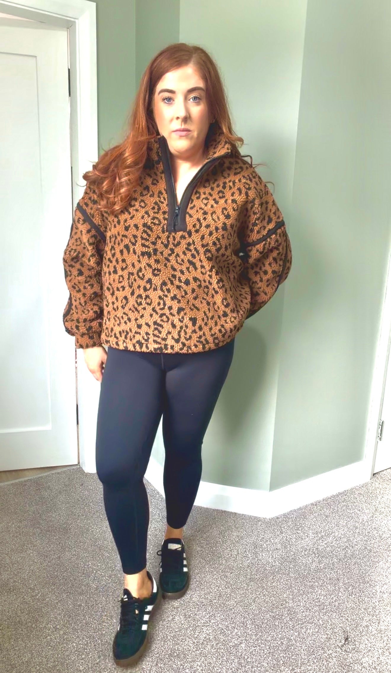 Animal Leopard Print Half Zip Fleece