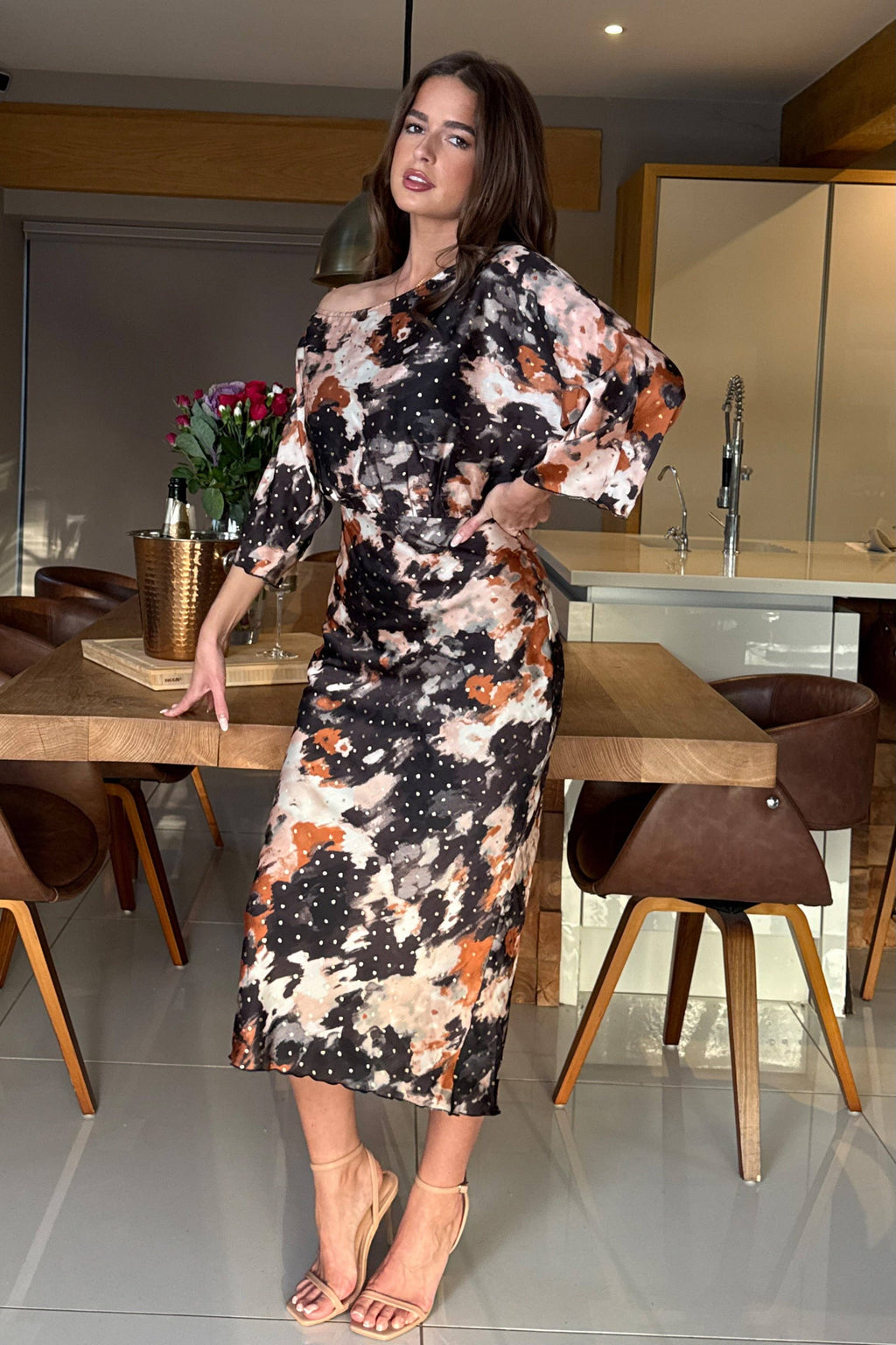 Women’s Abstract Print Midi Dress