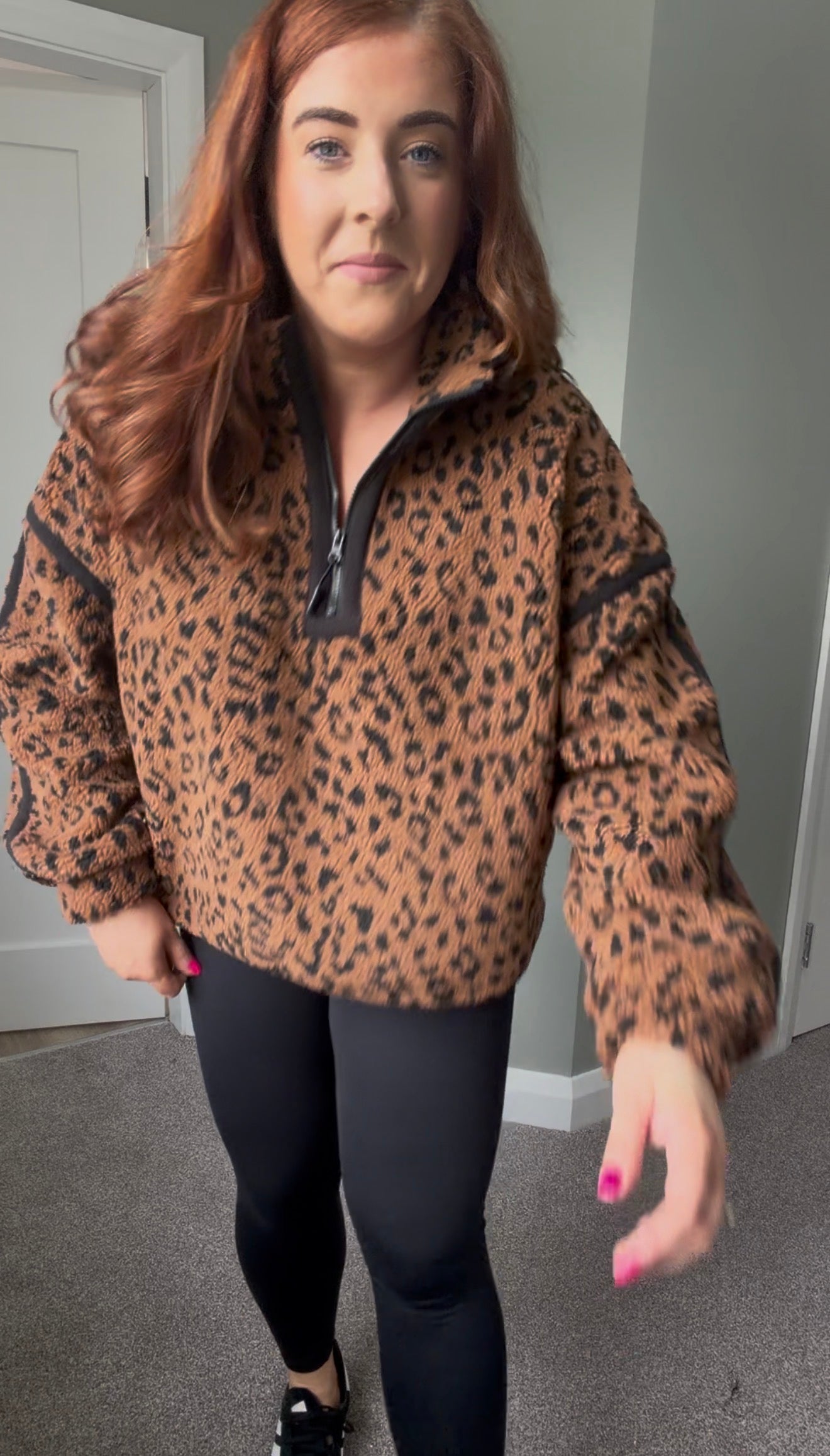 Animal Leopard Print Half Zip Fleece