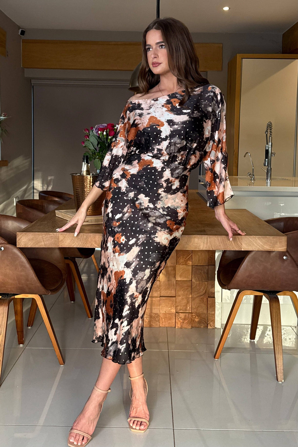 Women’s Abstract Print Midi Dress