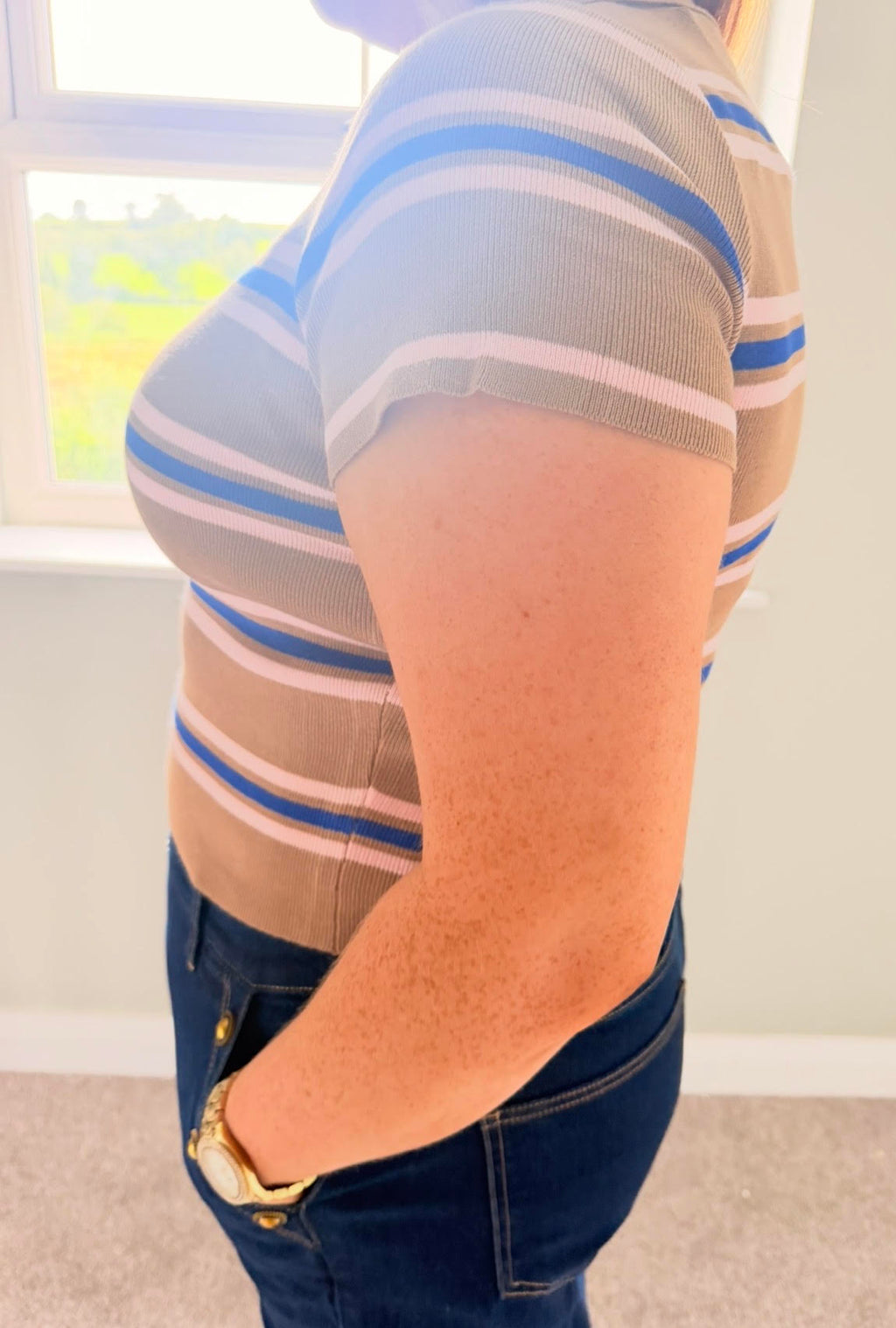Short Sleeve Multi Stripe Polo Top