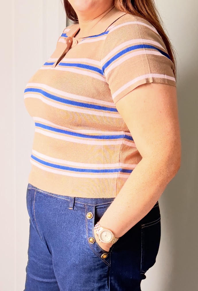 Short Sleeve Multi Stripe Polo Top