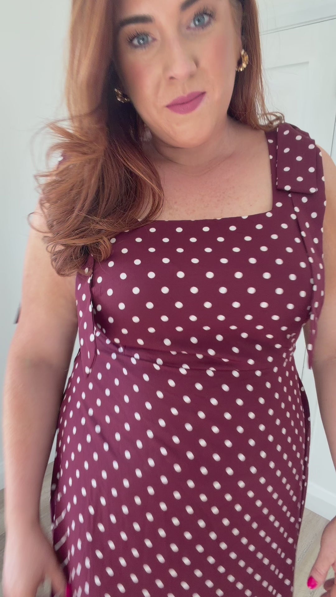Women’s Burgundy Polka Dot Dress